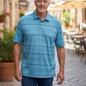 Hogan Teal Striped Polo Shirt